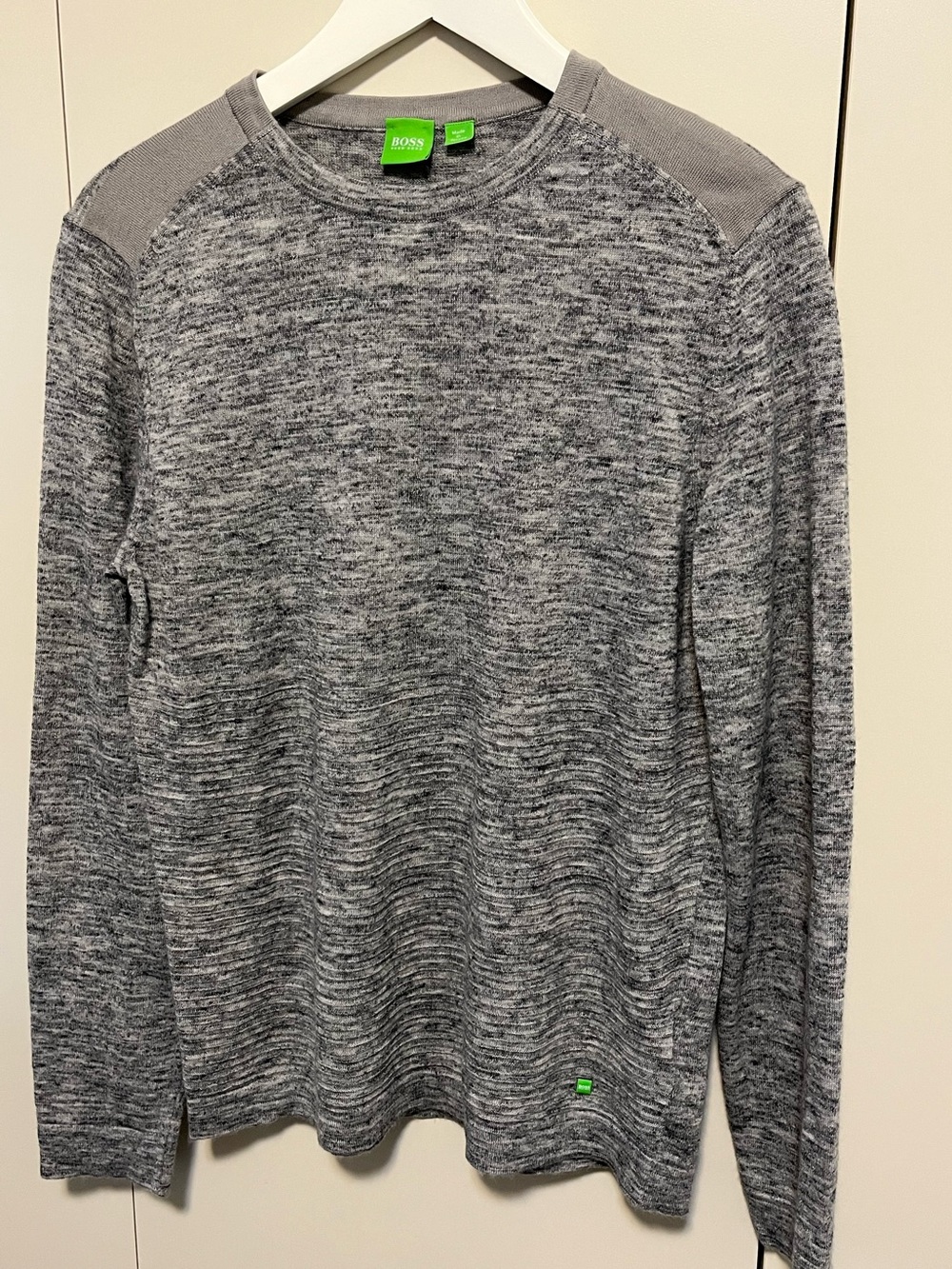 BOSS Men's Gray Knit Long-Sleeve Crewneck Sweater Size Medium
